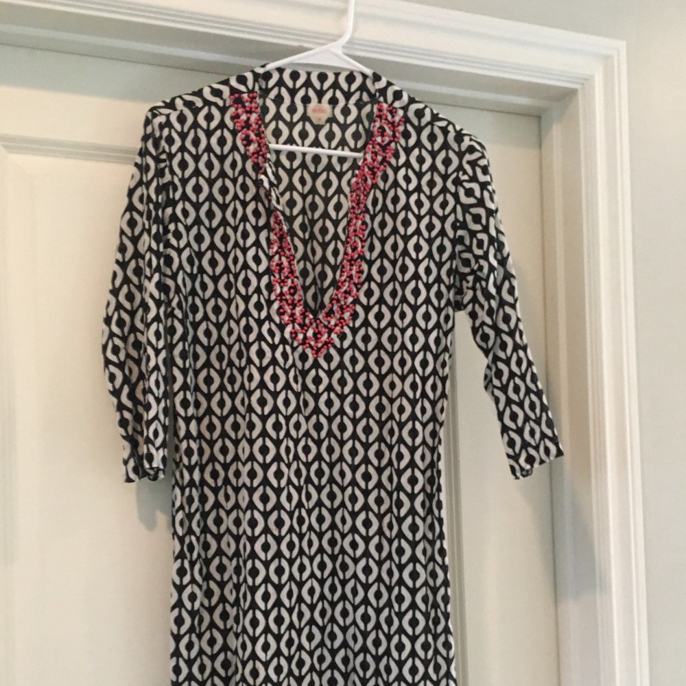 Echo swim coverup with chain print and bead detail